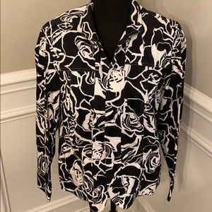 Coldwater Creek Cotton Floral Open Jacket